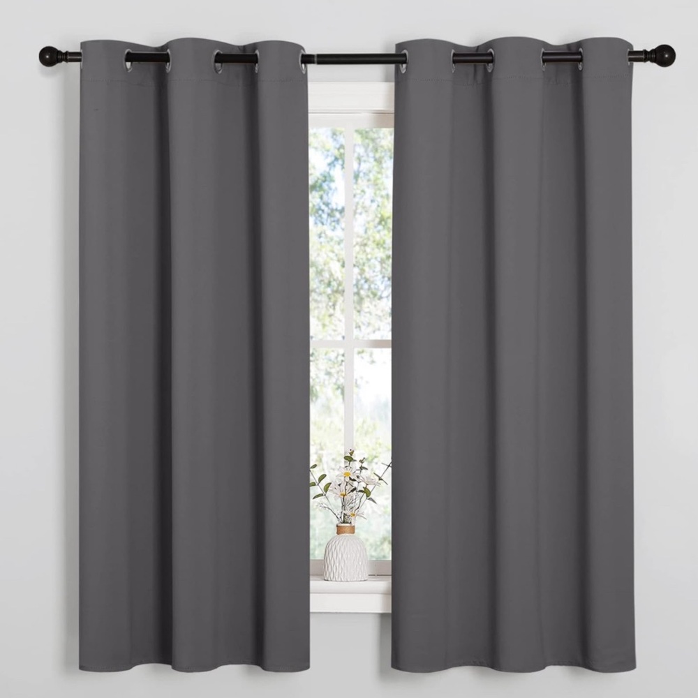 NICETOWN Thermal Insulated Grommet Blackout Curtains (2 Panels, W42 x L63, Grey)